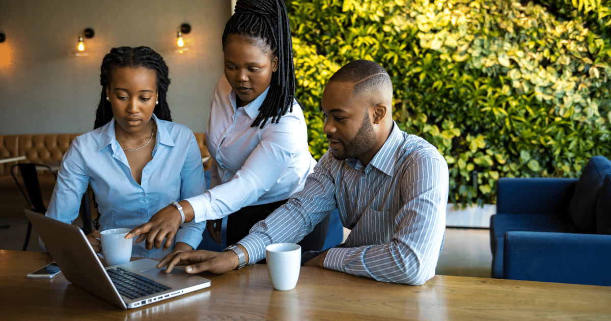 Business team collaborating on credit diversification strategies for growth and financial stability in a modern workspace.