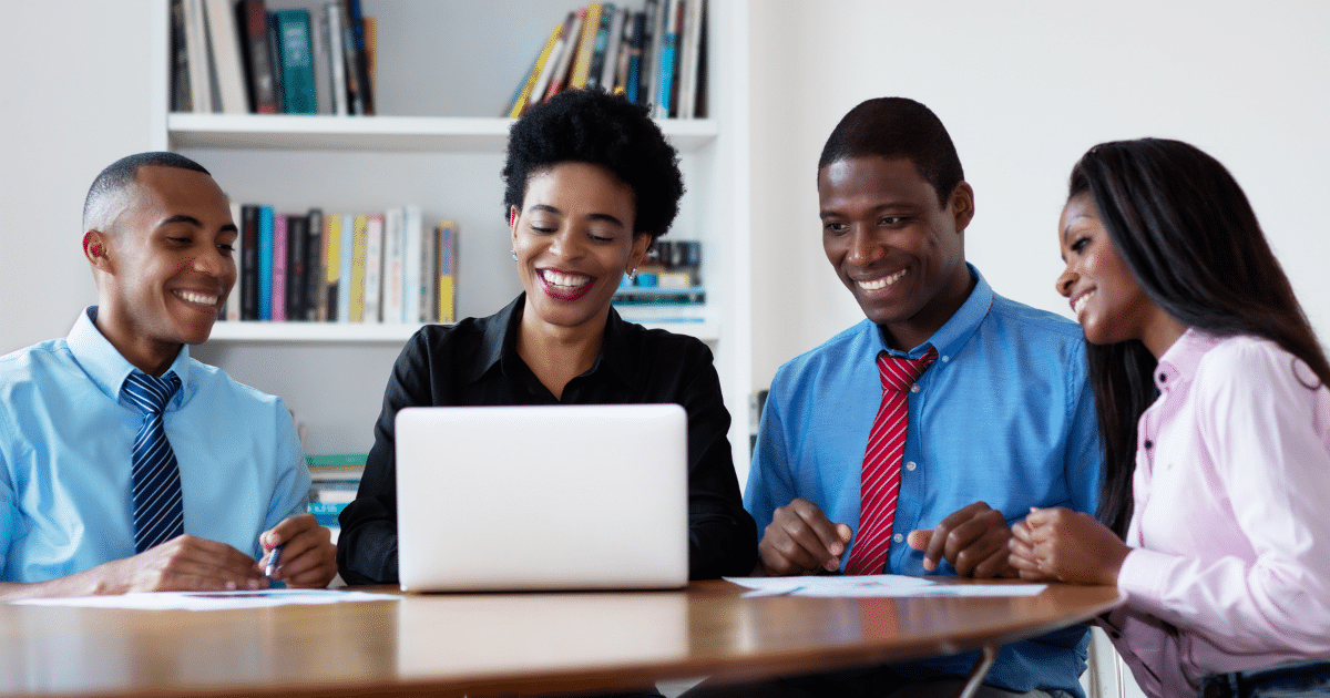 Business team collaborating on financial solutions, discussing working capital and growth opportunities for small businesses.