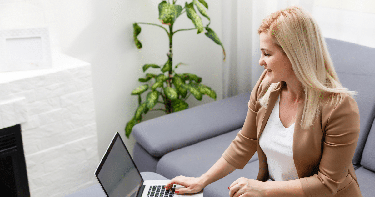 Woman planning retirement on a laptop, emphasizing early savings for financial security and future stability.