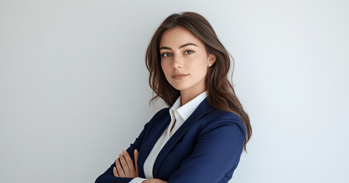 Professional woman in business attire, embodying millennial marketing strategies: authenticity, engagement, and accessibility.