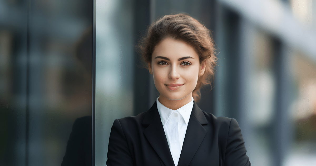 Professional woman in business attire, representing cost-effective local marketing strategies for small businesses.