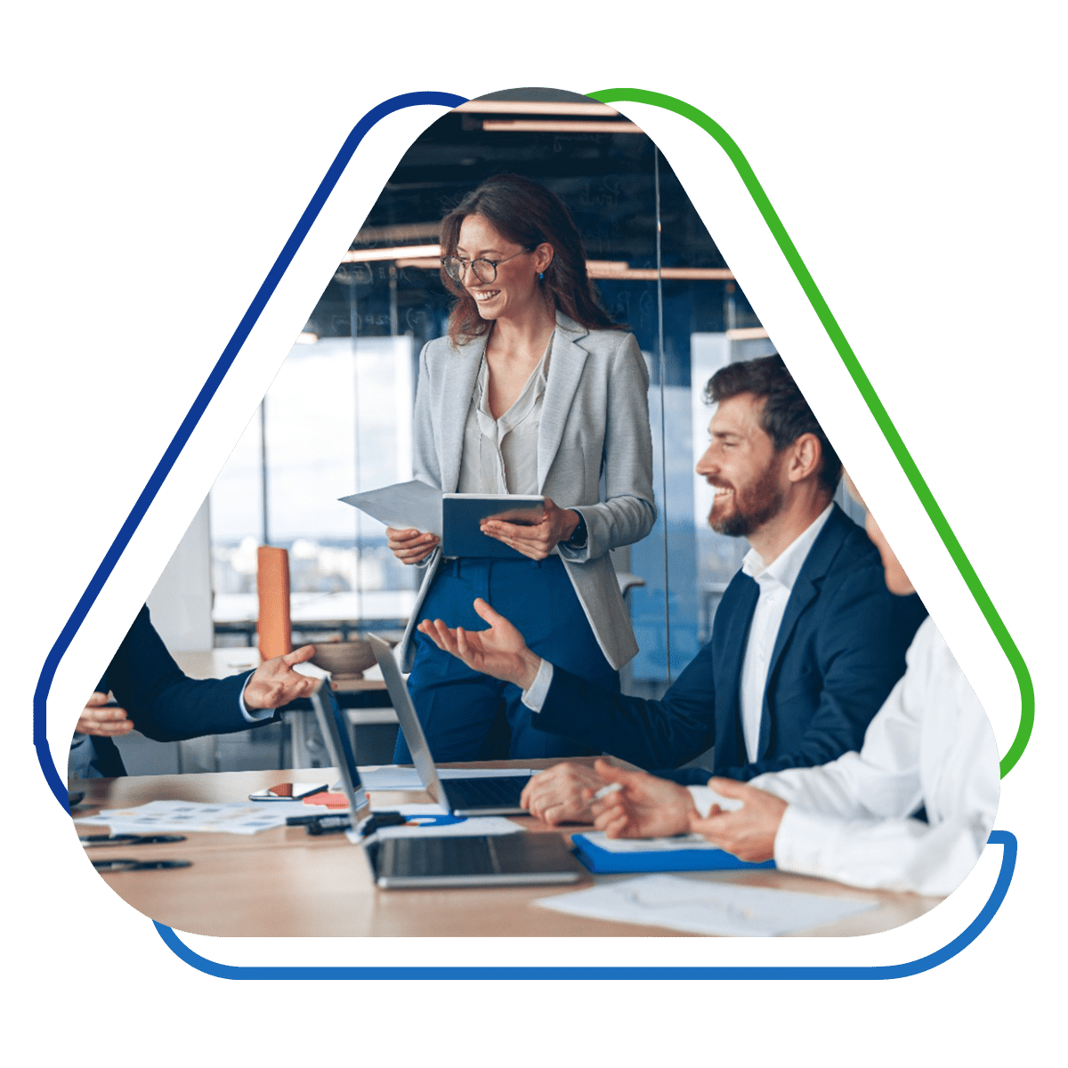 Business professionals discussing financing options in a modern office setting, highlighting collaboration and growth opportunities.